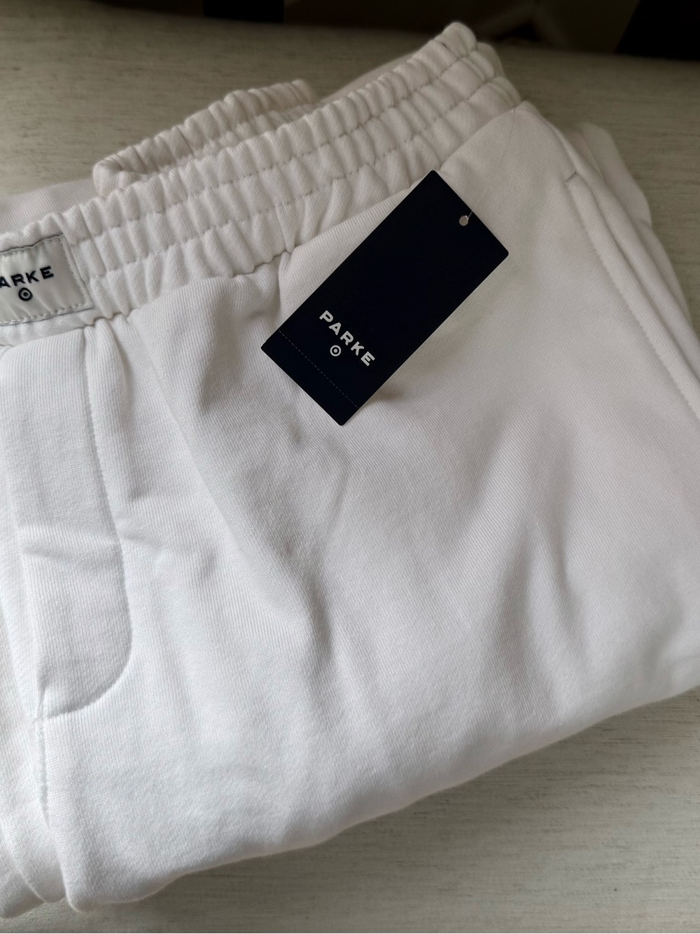 PARKE X Target-White Elastic Waist Boxer-Sweat-pants- French Terry-Medium